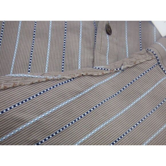 Transcript Men’s Striped Exposed Seam Casual Button Down Shirt, L, Taupe - Picture 8 of 10